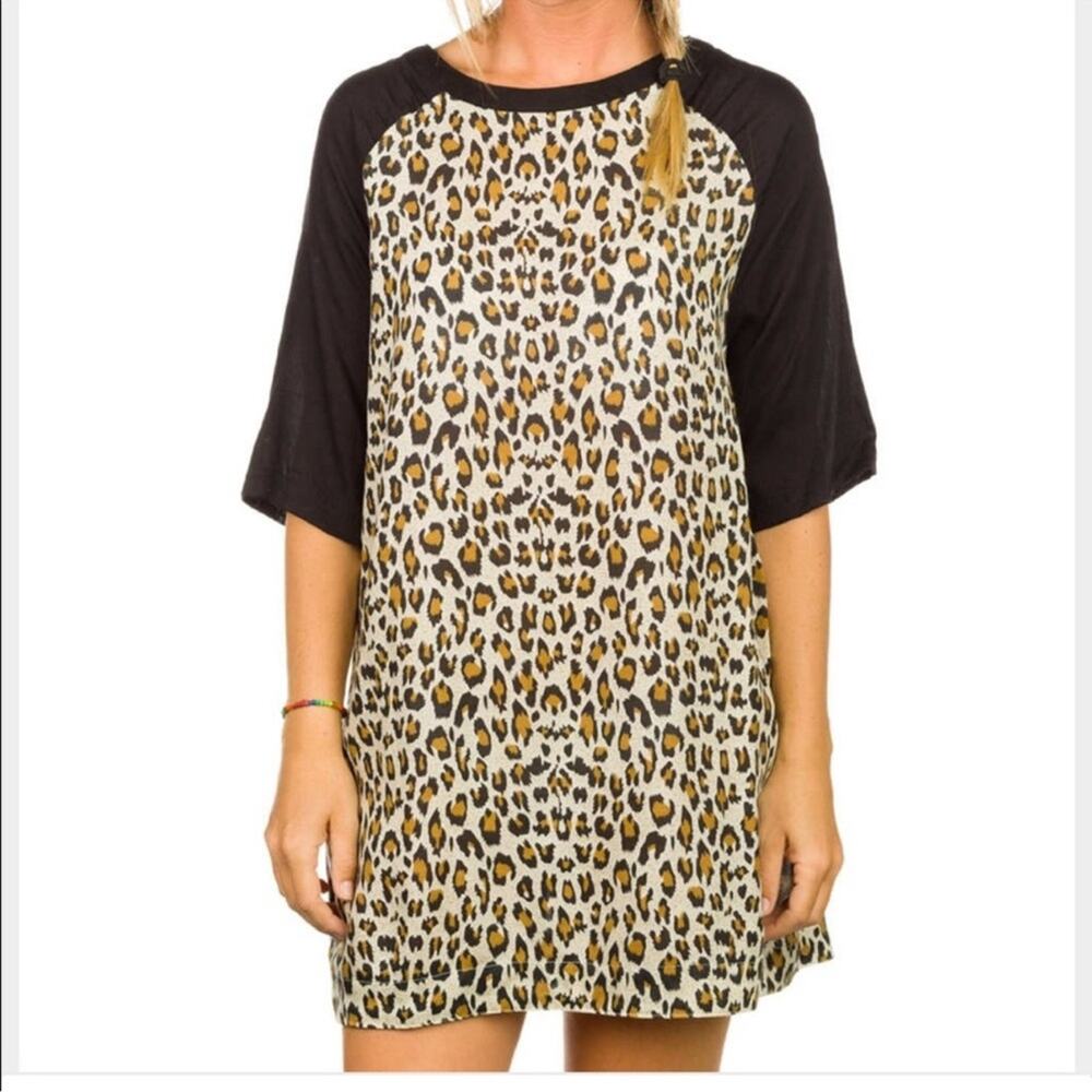 Obey Cara Leopard Shirt Dress size Small